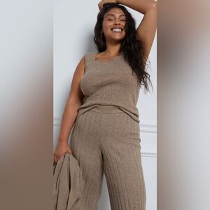 NWT Anthropologie Current Air Sweater Pant 3 Piece Set Plus Sz 2X Taupe